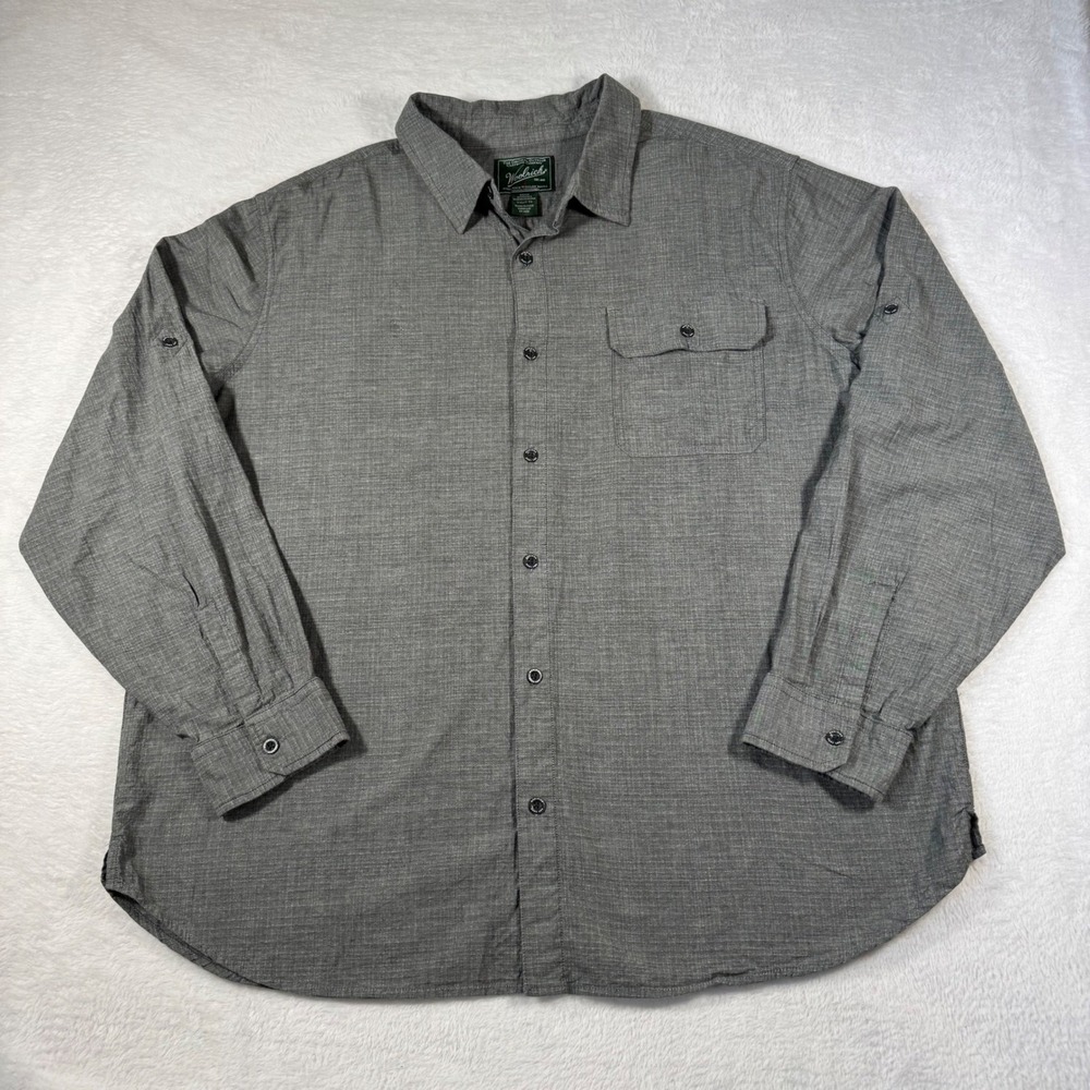 Woolrich Button Down Shirt Mens XXL Gray Roll-Tab Sleeve Modern